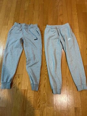 Boys Nike Sz S & Puma Sz M Kids Gray joggers bundle